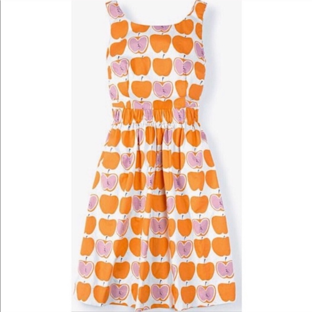 Boden Apple Print Orange Pink Beatrice Dress